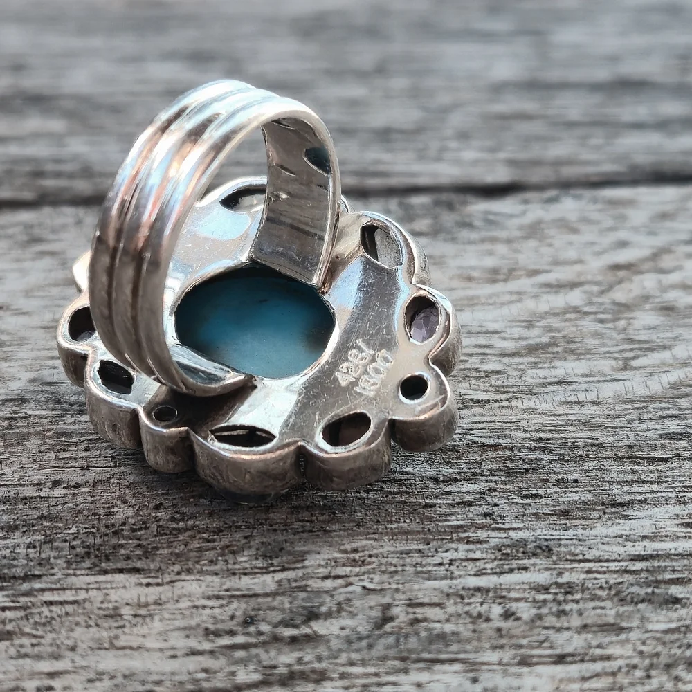 Nicky Butler RAJ LIMITED EDITION 925 Sterling Silver Turquoise Designer Ring 🩵 - Picture 11 of 15